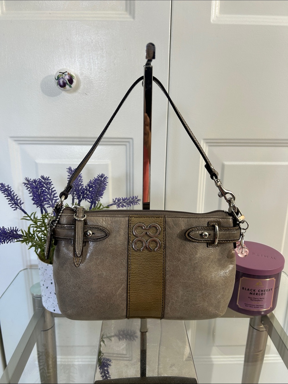 Coach Vintage wash Leather Taupe and Olive Mini Bag